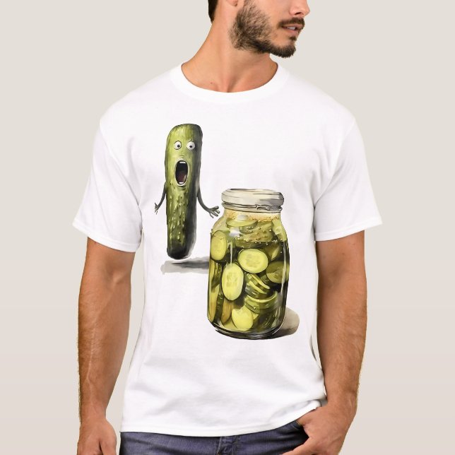 Camiseta Picles Engraçados Surpreendem Um Pepino E Um Jar D (Frente)
