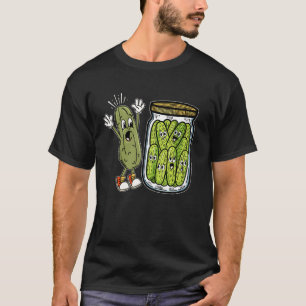 Camiseta Picles Engraçados Surpreendem um Pepino e um Pote