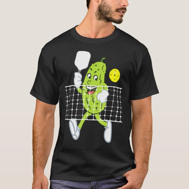 Camiseta Picles Jogando Pickleball Engraçado Pickleball Pic (Frente)