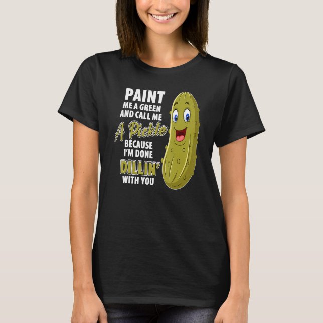 Camiseta Picles Verdes Dillin Piada Pun Vegetariano (Frente)