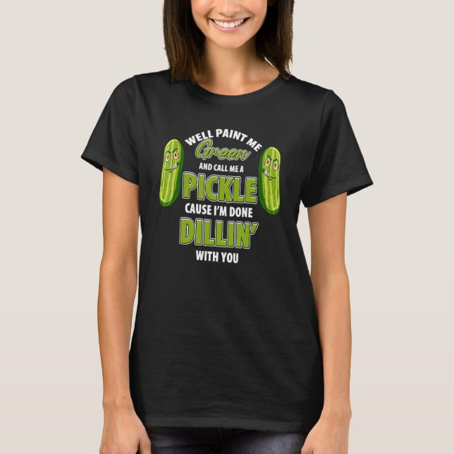 Camiseta Picles Verdes Dillin Piada Pun Vegetariano (Frente)