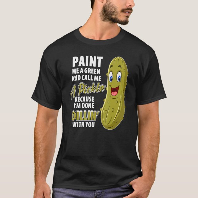 Camiseta Picles Verdes Dillin Piada Pun Vegetariano (Frente)