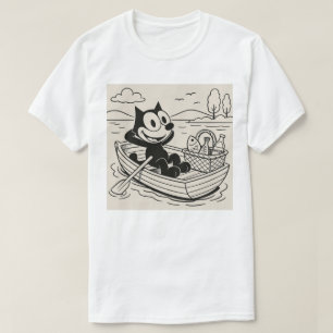 Camiseta Picnicaria de Gato de Cartoon