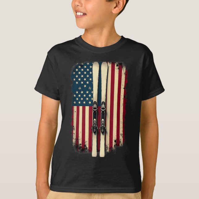 Camiseta Pico de Esqui Alpino do Bandeira Americano _2 (Frente)