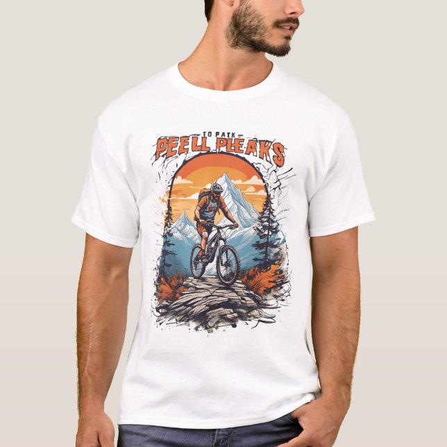 Camiseta Pico de pedal, cavaleiro de montanha elétrica (Frente)
