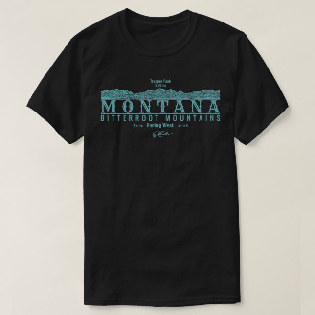 Camiseta Pico de Trapper Mtns Bitterroot em Montana (Frente do Design)