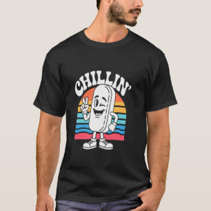 Camiseta Picolé de desenho animado relaxante com fonte ondu