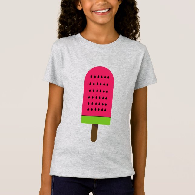 Camiseta picolé de fruta giro de melancia pop Art (Frente)