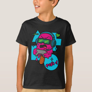 Camiseta Picolé de Jogador com Raiva de Pixel Divertido Der
