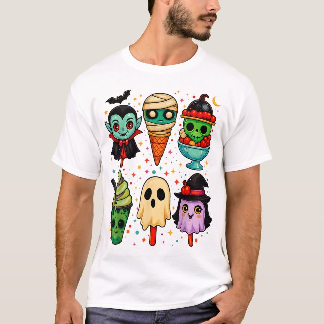 Camiseta Picolé de Verão bonito Horror Halloween Dão Spooky (Frente)
