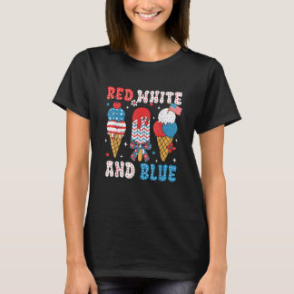 Camiseta Picolé Vermelho Branco E Azul Bandeira EUA Patriót
