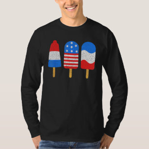 Camiseta Picolés do Dia 4 de Julho Vermelho Branco Azul Ban