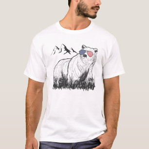 Camiseta Picos da Montanha do Urso Cinzeiro Negro Retroativ