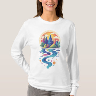 Camiseta Picos iluminados por Sol e Rio Fluente