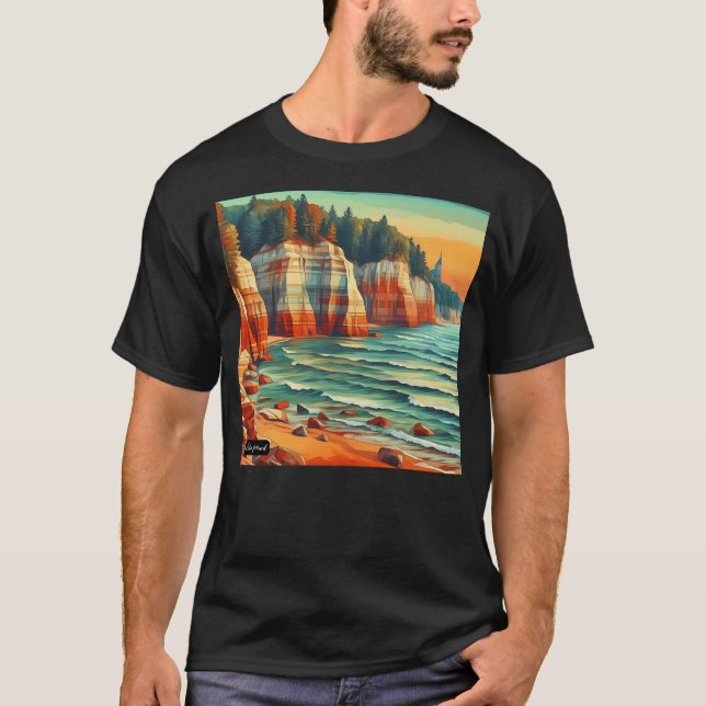 Camiseta Pictures Rocks National Lakeshore Michigan, Colorf (Frente)