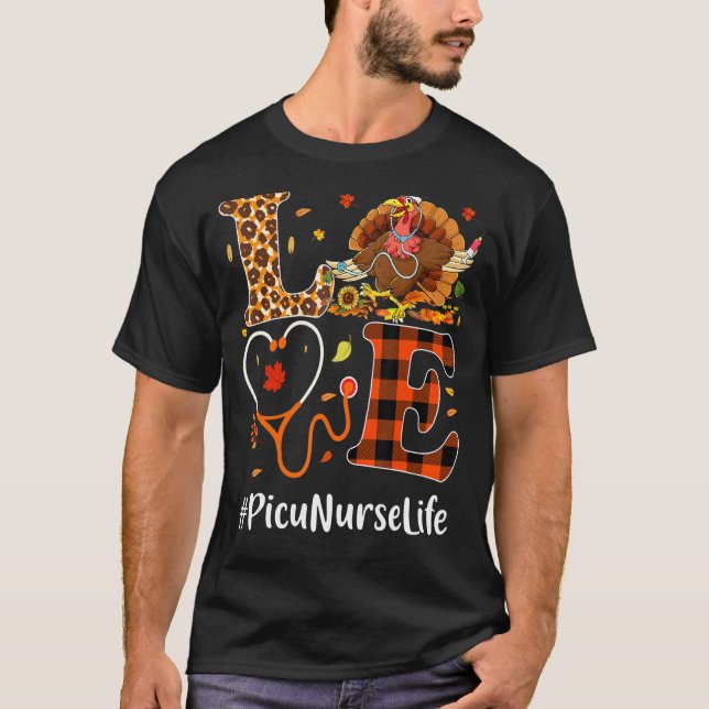 Camiseta Picu Nurse Love Ação de Graças Leopard Stethoscope (Frente)