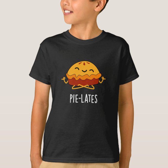 Camiseta Pie-lates Engraçado Comida Pie Pun Dark BG (Frente)