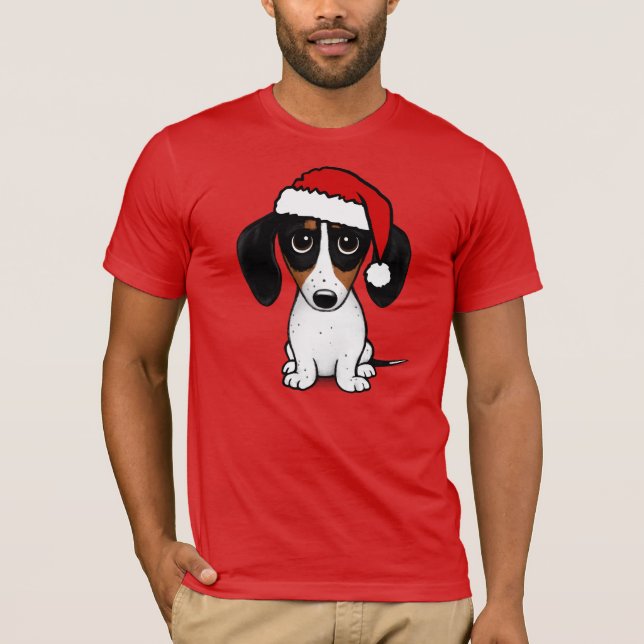 Camiseta Piebald Dachshund Papais noeis Cute Wiener (Frente)