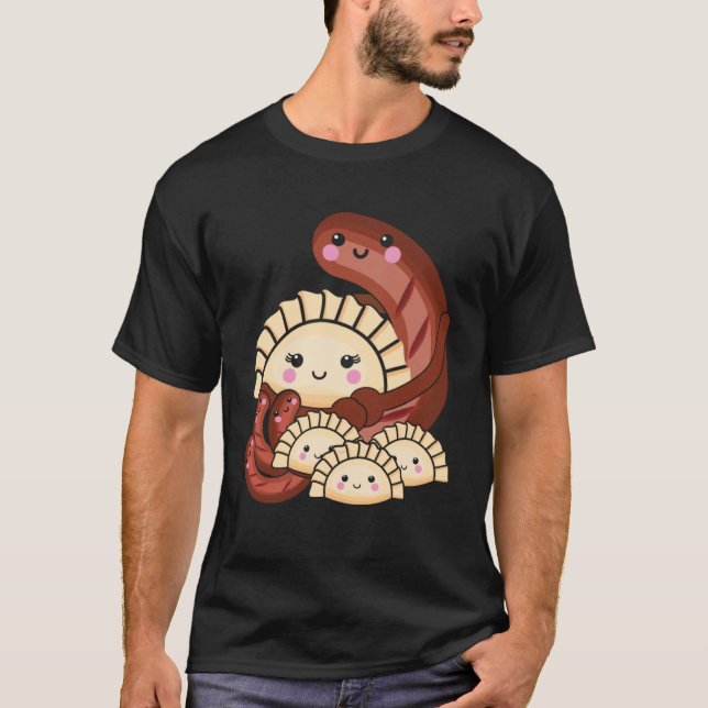 Camiseta Pierogi e Kielbasa Polônia de Comida tradicional P (Frente)