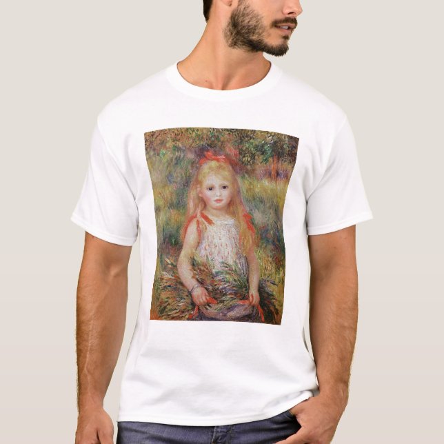 Camiseta Pierre flores do carregando de uma menina de (Frente)