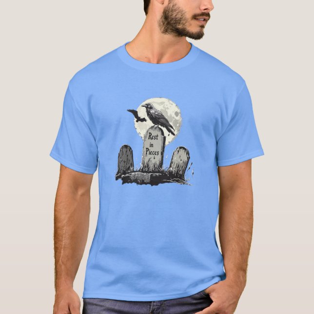 Camiseta Pierre Tombale et Corbeau, Design Gothique (Frente)