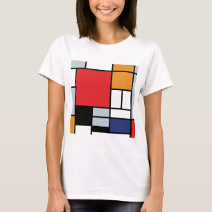 Camiseta Piet Mondrian - Composição com Grande Plano Vermel