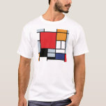 Camiseta Piet Mondrian - Composição com Grande Plano Vermel<br><div class="desc">Esta pintura a óleo sobre tela de 1920 mostra uma composição com blocos pretos, vermelhos, cinzas, amarelos (laranjas) e azuis num estilo que veio a ser conhecido como De Stijl ou Neoplasticismo.</div>