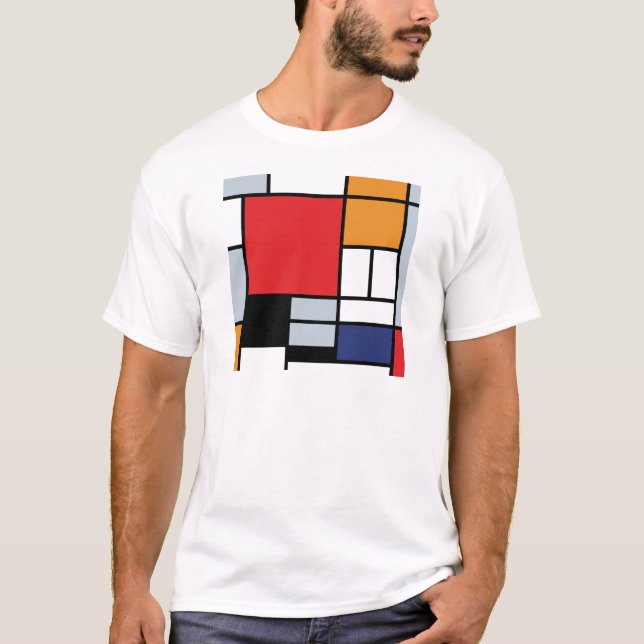Camiseta Piet Mondrian - Composição com Grande Plano Vermel (Frente)