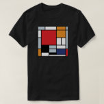 Camiseta Piet Mondrian - Composição com Grande Plano Vermel<br><div class="desc">Esta pintura a óleo sobre tela de 1920 mostra uma composição com blocos pretos, vermelhos, cinzas, amarelos (laranjas) e azuis num estilo que veio a ser conhecido como De Stijl ou Neoplasticismo.</div>