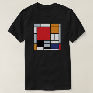 Camiseta Piet Mondrian - Composição com Grande Plano Vermel