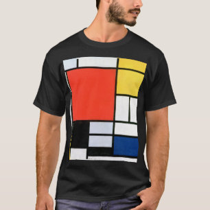 Camiseta Piet Mondrian Composição Vermelho Amarelo Azul