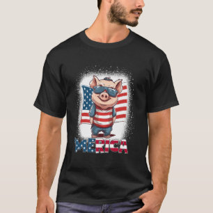 Camiseta Pig 4 De Julho Bandeira Patriótica Merica Usa