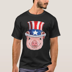 Camiseta Pig 4 De Julho Tio Sam Men Mulheres Bandeira Ameri