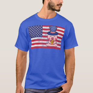 Camiseta Pig 4th Of July Independence Day USA Flag Premium