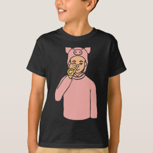 Camiseta Pig Animal ASL Gesto de Mão Surda Perda Auditiva S