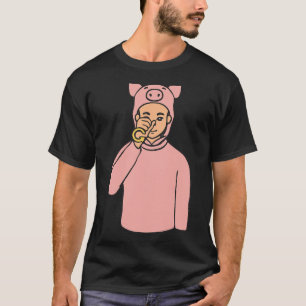 Camiseta Pig Animal ASL Gesto de Mão Surda Perda Auditiva S