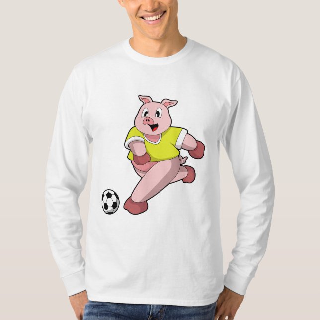 Camiseta Pig as Soccer player with Soccer (Frente)
