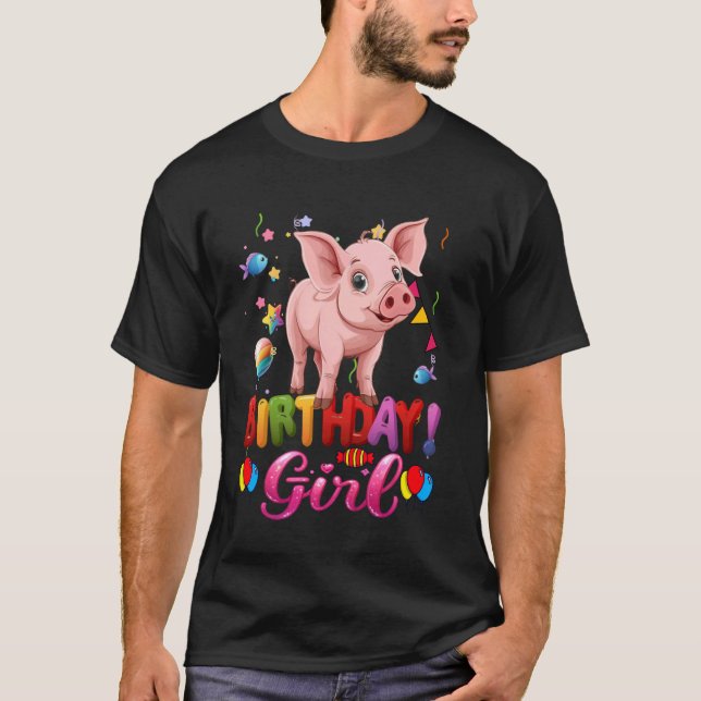Camiseta Pig Birthday Princesa Garota É Minha Gir De Porco (Frente)
