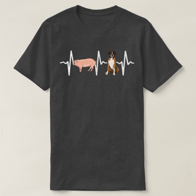 Camiseta Pig Boxer Heartbeat Dog Lover (Frente do Design)