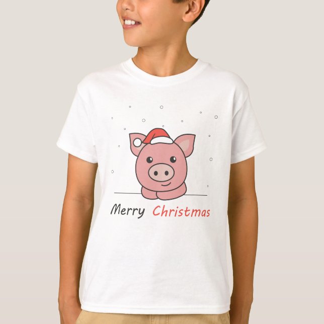 Camiseta Pig Christmas Snow Winter Animals Pigs (Frente)