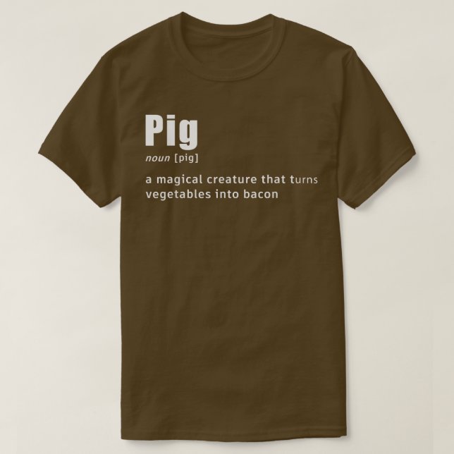 Camiseta Pig Definition Bacon Lovers BBQ Animals Pork Lover (Frente do Design)