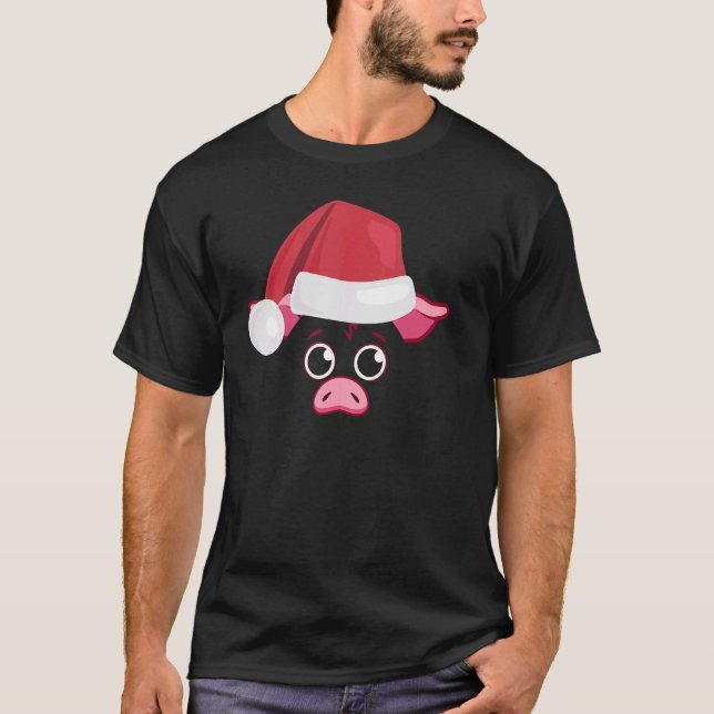 Camiseta Pig Face Animal Grande Rosto Bonito Figurino Natal (Frente)