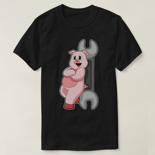 Camiseta Pig Handyman Wrench (Frente do Design)