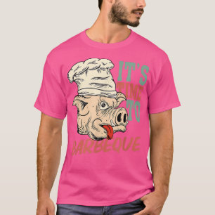 Camiseta Pig It's Time To Barbeque Vintage Retro Funny 