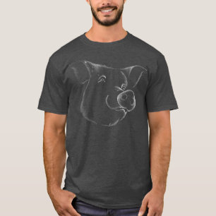 Camiseta Pig Line Art Realista Abstrato Pig Animal Art 456