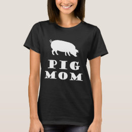 Camiseta Pig Mãe Adora Silhueta Branca De Suínos