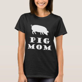 Camiseta Pig Mãe Adora Silhueta Branca De Suínos