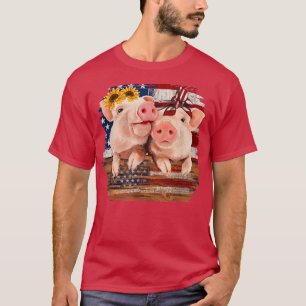 Camiseta Pig Merica Farmer 4 De Julho Meninas Crianças Amer