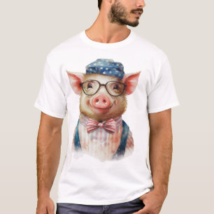 CAMISETA PIG PATRIÓTICO DE SMILUSÃO ADORÁVEL