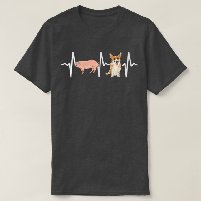 Camiseta Pig Pembroke Welsh Corgi Heartbeat Dog Lover (Frente do Design)